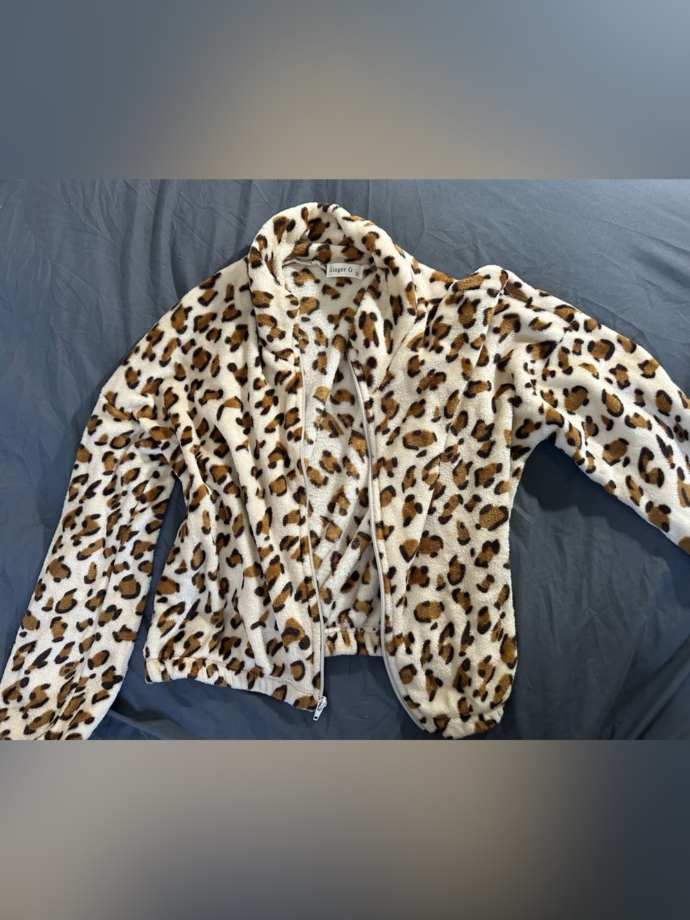 Ginger G Leopard Print Faux Fur Jacket - Cream, Brown & Black